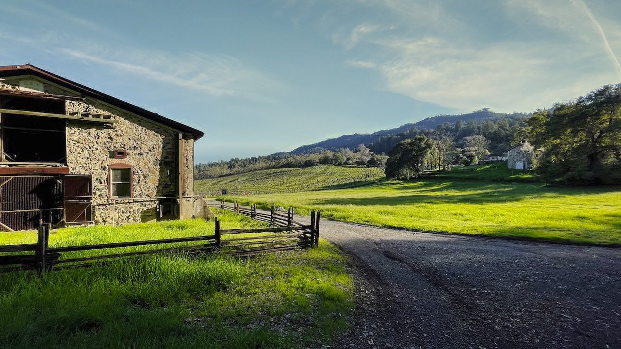 Barn, Fields and House at Jack London's 'Beauty Ranch'